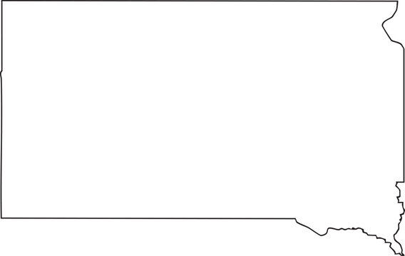 South Dakota USA State Map Outline, Editable Vector EPS, Blank Printable Map
