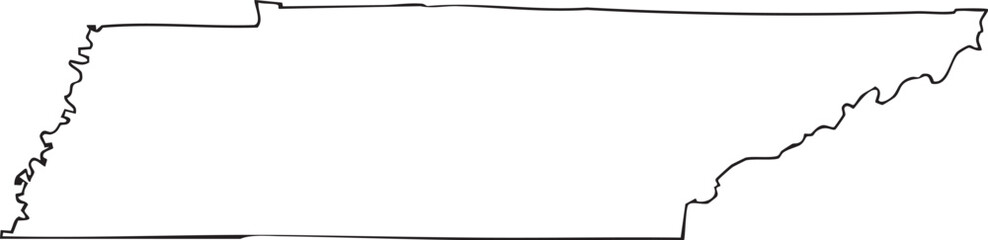 Tennessee USA State Map Outline, Editable Vector EPS, Blank Printable Map
