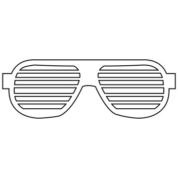 Retro Shutter Shades Sunglasses Outline Icon for Party and 80s Fashion Design