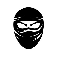 Black & white vector silhouette of Ninja Mask on white background