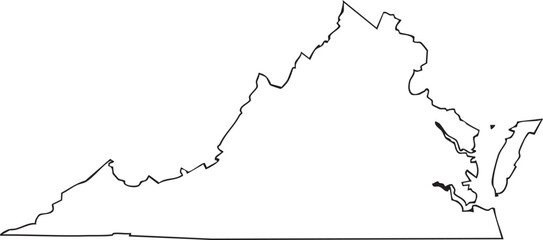 Virginia USA State Map Outline, Editable Vector EPS, Blank Printable Map
