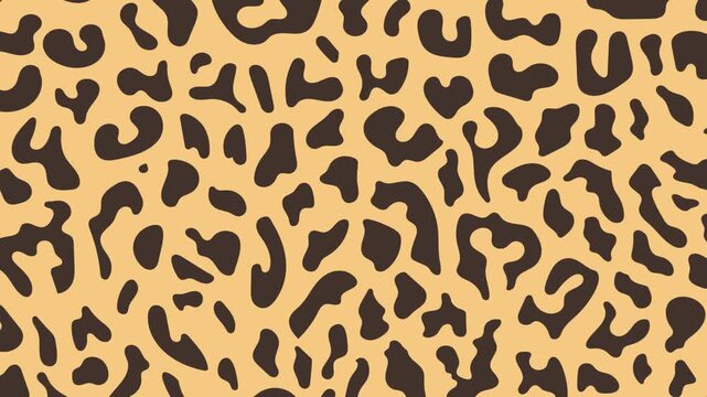 Animated leopard skin pattern background with smooth flowing motion. Seamless animal print texture loop, ideal for fashion videos, social media clips, and stylish dynamic backdrops.