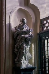 Statue of Virgin Mary holding child in Saint Salvator's Cathedral, Bruges