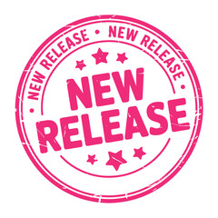 Bold new release stamp with stars and text