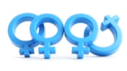Three blue gender symbols representing femininity, showcasing unity and empowerment.
