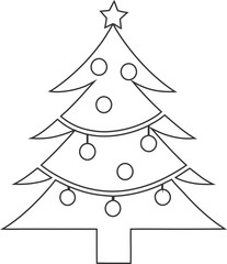 line art vector of a Christmas tree 