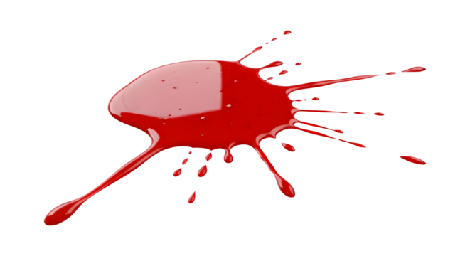 Blood or red paint dripping, set against a white background. Perfect for Halloween, this is an ink splatter illustration.