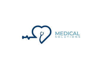 Stethoscope icon symbol love medical solution logo vector