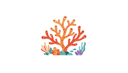 Vibrant branching coral reef illustration in bright colors.