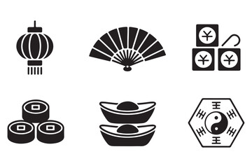 Traditional Chinese Culture Black Icons