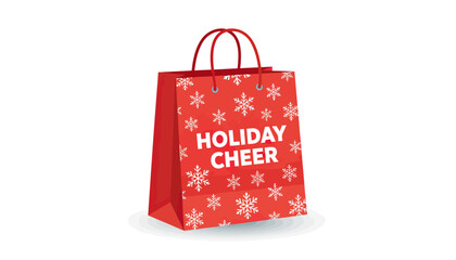 Red Holiday Gift Bag with Snowflake Pattern.