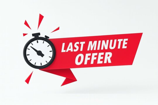 Urgent last minute offer with stopwatch icon symbolizing limited time sale and discount promotion