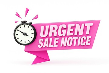 Urgent sale notice banner with a vintage stopwatch symbolizing limited time offer and special promotion
