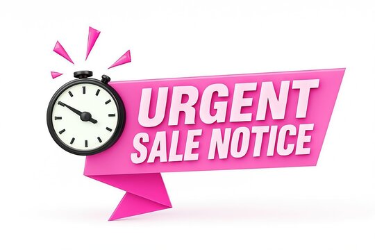 Urgent sale notice banner with a vintage stopwatch symbolizing limited time offer and special promotion