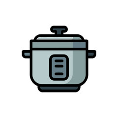 Rice cooker Icon on White Background Vector Art Illustration on white background.