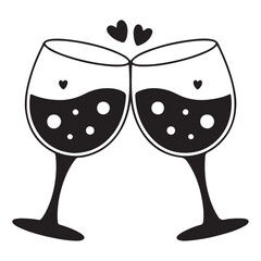 Obraz premium Two Wine Glasses Cheers Hearts