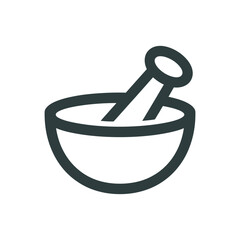 Mortar and pestle icon on White Background Vector Art Illustration on white background.