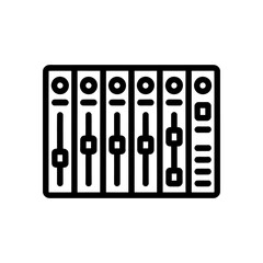 Audio Mixer Equalizer Line  Icon on White Background Vector Art Illustration on white background.
