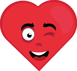 vector illustration emoticon character heart cartoon with a cheerful expression and winking eye
