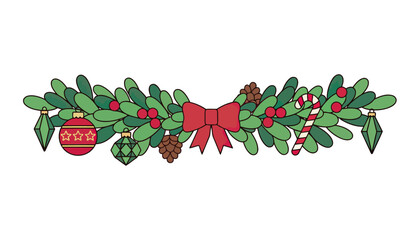 Festive Greenery Garland with Red Bow Decor.