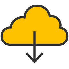 yellow cloud download icon
