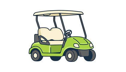 Green golf cart illustration with canopy roof.