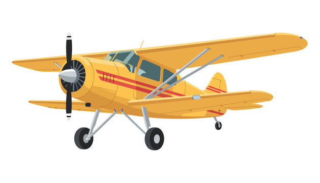 Light yellow propeller airplane side view illustration.