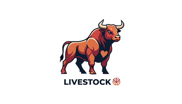 Powerful horned bull graphic livestock logo.