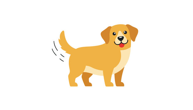 Cartoon Golden Retriever Dog Standing Front View.