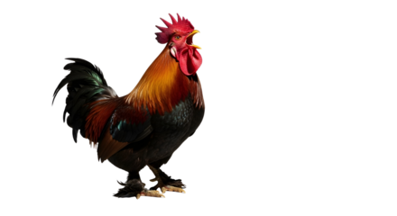 Detailed portrait of a proud male rooster farm animal isolated PNG with Transparent Background