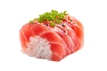 Culinary activity: senior creating decorative sushi isolated on transparent background