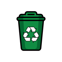 Recycling bin icon on White Background Vector Art Illustration on white background.