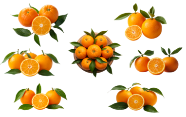Fresh orange isolated on transparent background
