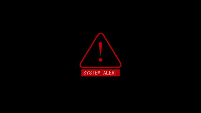 Computer screen displaying a system alert cybersecurity activation showing animation. Urgent digital alert and futuristic tech visuals system concept on the transparent a black background.