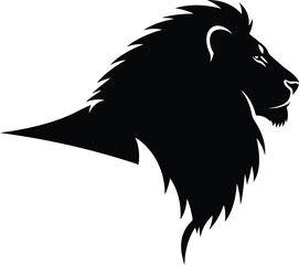 Lion head silhouette profile view isolated on white background