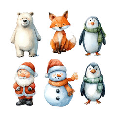 Fototapeta premium PNG Charming winter animal characters illustration.