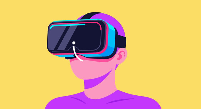 Immersive Virtual Reality Experience Exploring the Digital World with VR Headset