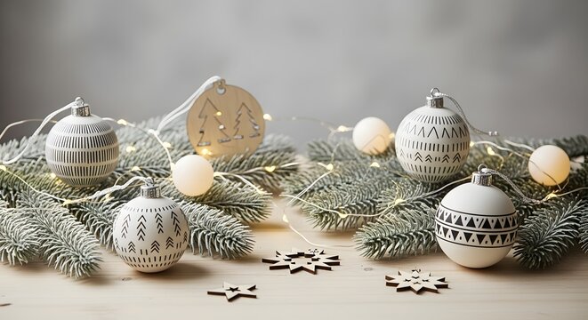 Nordic Simplicity: White and Black Christmas Decor - Powered by Adobe