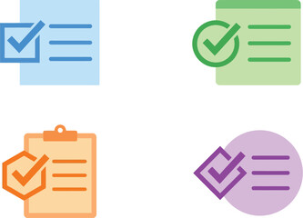 Four colorful checklist icons depicting tasks lists and completion ideal for interface design on transparent background