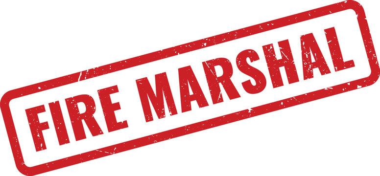 Official red fire marshal rubber stamp for safety authority and building compliance