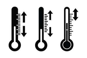 Three thermometers showing different temperatures isolated on white background