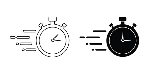 Two stopwatch icons showing time, isolated on white background