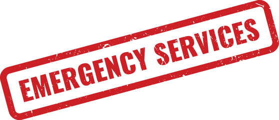 Vibrant red rubber stamp indicating EMERGENCY SERVICES for vital public safety and rapid response teams