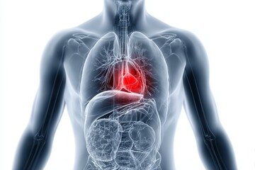 Exploring the complexities of human anatomy through detailed visualization of the lungs and heart in a vibrant and striking display of color and structure