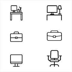A Professional Corporate Office Workspace Icon Symbol, Showcasing Management and Business in a Flat Design Minimalist Vector for Digital Planning Success Growth Development.
