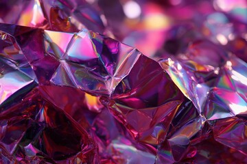 Colorful reflections and vibrant textures come alive in a close up of crumpled shiny foil, capturing the essence of abstract art and playful light interactions