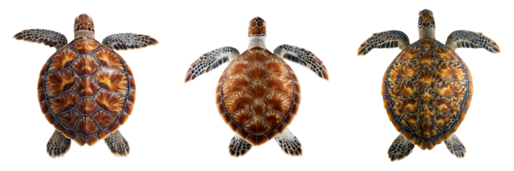 Colorful sea turtles swimming gracefully transparent background captivating nature scene