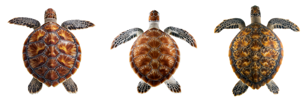 Colorful sea turtles swimming gracefully transparent background captivating nature scene