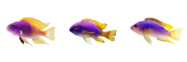 Vibrant colorful fish swimming gracefully aquarium image with transparent background serenity