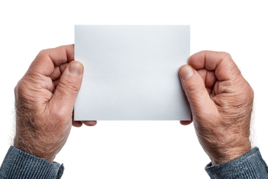 Household scene with senior holding greeting card isolated on transparent background - Powered by Adobe